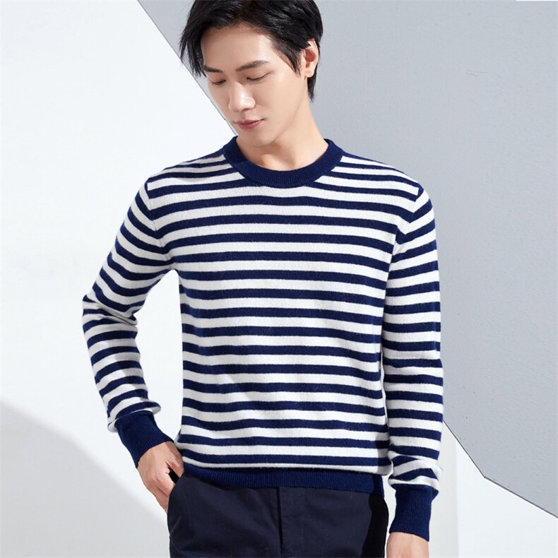 条纹套头时尚都市长袖圆领2024年秋季针织羊毛衫，男装羊毛衫，牧绒家园高端店
