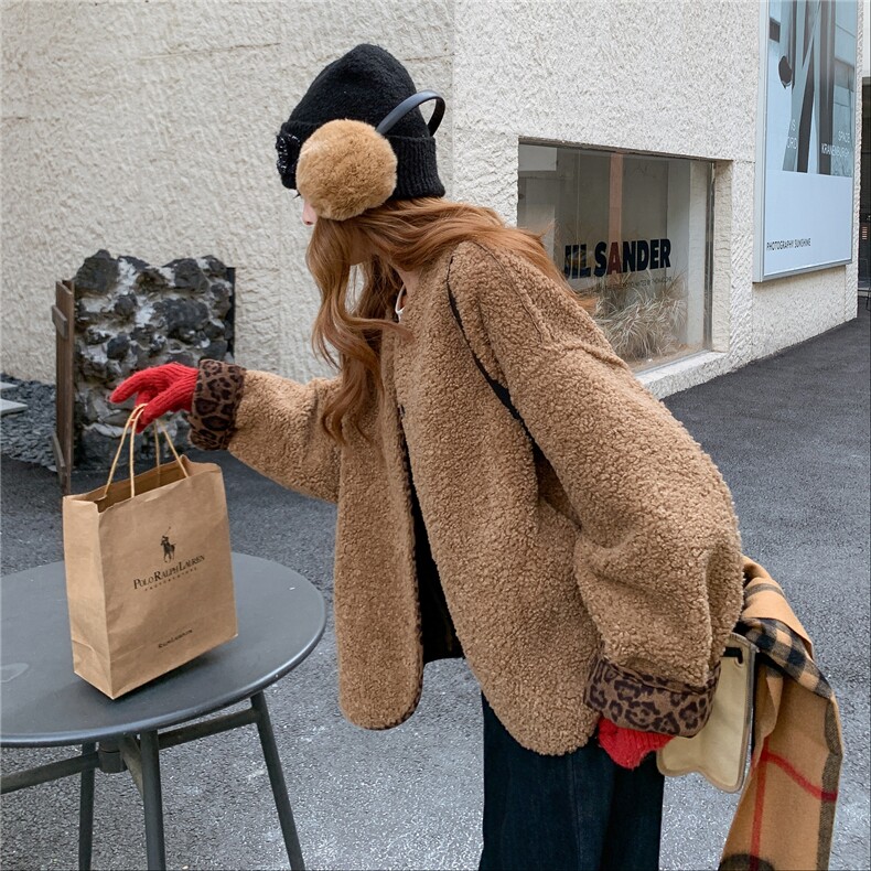 两面穿！豹纹皮毛一体外套R2C086-2587P185K298,女装短外套,2C086
