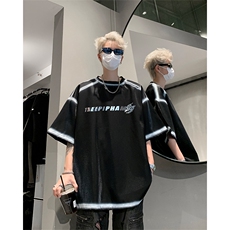 男装丝光棉喷漆短袖T恤2025夏印花五分袖体恤XZ514-2-2024106-P63，男装T恤，星座514-2(原B239)