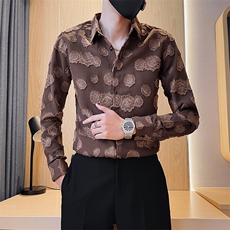 咖男士秋季新款痞帅工艺纯色长袖衬衫男修身衬衣301A-1/H507/P60，男装衬衫，星座301A-1