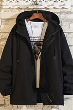 JK3010/P55春装2023新款潮休闲宽松连帽学生夹克男纯色大码外套,小学生搭配的鞋子图片