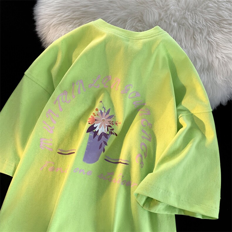 男装纯棉200g中性风花瓶情侣字母短袖T恤B225-ALT6002-P28-X39图片