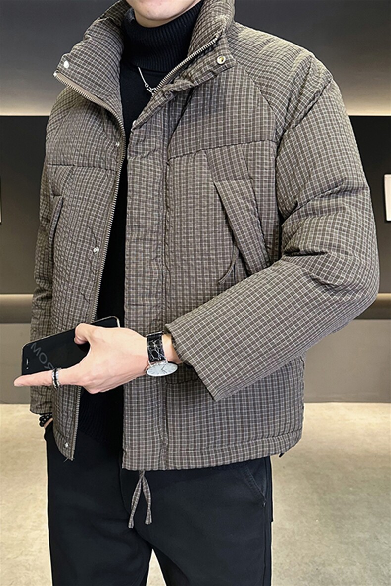 轻薄男冬季2025新款格子立领男装加厚外套A313-2450-P195,男装羽绒服,电商A313