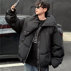 美式复古立领棉服男冬季加厚保暖宽松拉链面包服外套图片