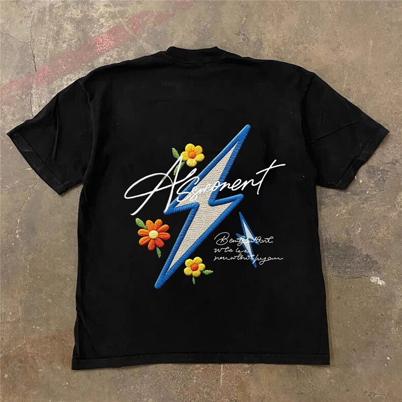 短袖T恤男潮印花圆领重磅230纯棉美式潮流夏新款半袖GA1274P35，男装T恤，星座1013-5