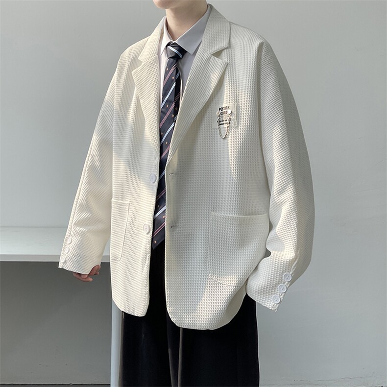 西装男华夫格外套秋季ins潮流痞帅休闲西服上衣宽松C  W2313-P53图片