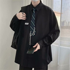【现货】DH20-P35送领带长袖白衬衫学院风潮衬衣抖音得物现货，男装衬衫，星座603-2