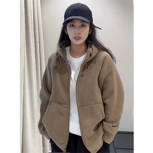 高品 基础双面摇粒绒加厚保暖休闲连帽夹克卫衣外套男女A1191-P65图片