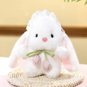 童话毛绒 欧貂带花小兔（百个起售）
