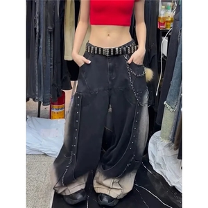 1506A/GB3960/P72牛仔裤女秋新款高腰宽松显瘦百搭阔腿裤图片