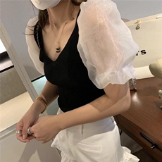 现货夏款上衣欧根纱拼接针织，其它，XTZ style