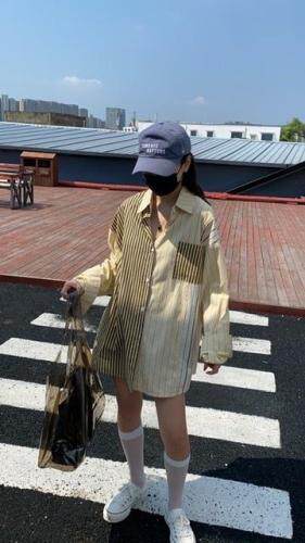 设计感条纹衬衫，女装衬衫，Q.P