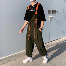军绿色工装背带裤女美式高街日系设计感K1106P55，男装休闲裤，星座1116-2