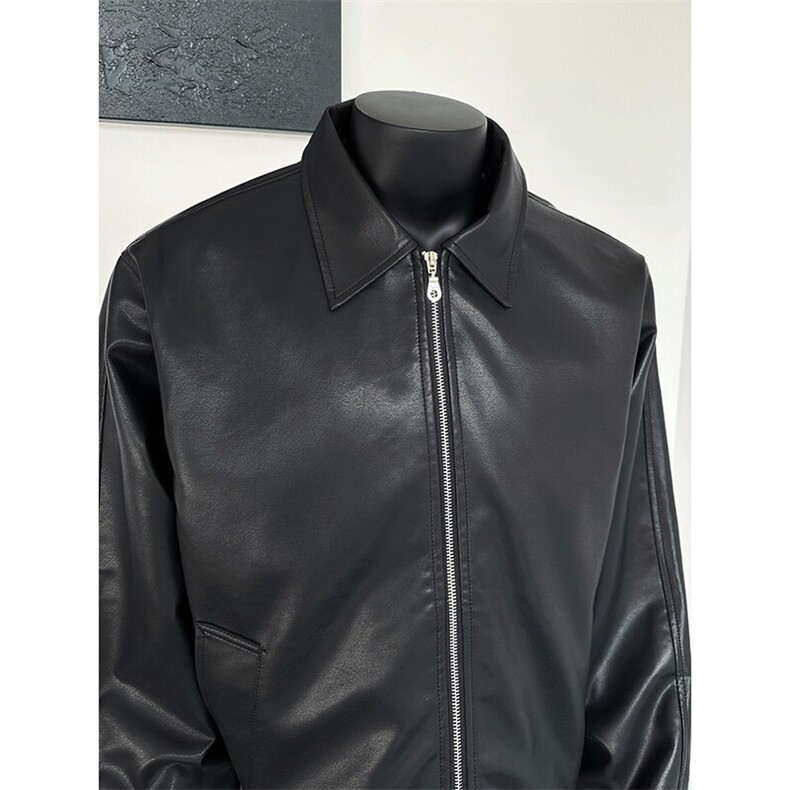 美式复古翻领皮衣外套男设计感拉链pu皮机车服夹克潮JK08568-P73,男装夹克,星座308B-1