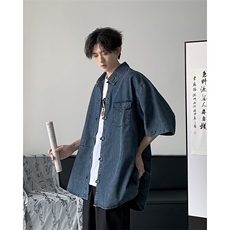 F328-P582024夏季新款工装牛仔衬衫男潮牌百搭衬衣外套现货，男装衬衫，星座512-6