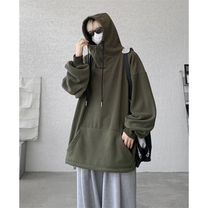 8XL-M大码摇粒绒卫衣套头连帽半拉链宽松美式复古外套WY9103/P68图片