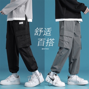 FK07-P50 秋款工装裤贴标装饰抽绳松紧宽松休闲裤男裤长裤图片