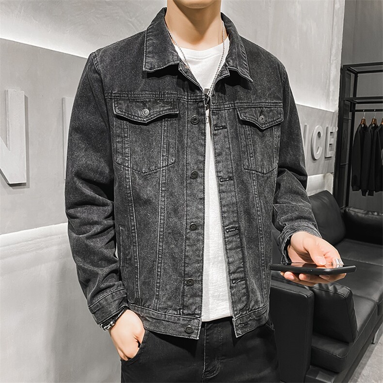 美式复古牛仔外套男高级感痞帅衣服潮流百搭夹克9015-P70四季有货,男装工装外套,星座224