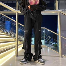 美式高街休闲裤男潮牌潮流痞帅vibe风侧边拉链束脚裤K3570-P40，男装休闲裤，星座512-2