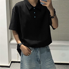 夏装新款绿松石扣子翻领重磅短袖T恤夏季男装半袖POLO衫S426特28，男装Polo衫，电商A233-1