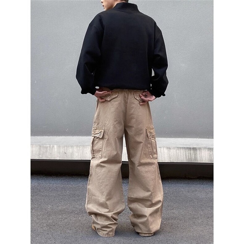 美式休闲直筒裤子男小众秋冬cleanfit潮流百搭宽松长裤NZS505,男装休闲裤,星座516A