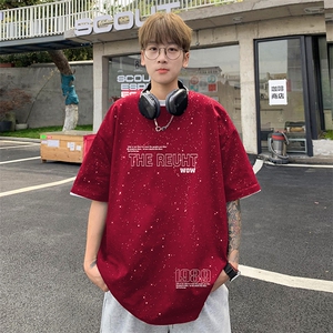 量大优供抖音视频 支持得物配合二开美式满天星亮片短袖T恤MTX336图片