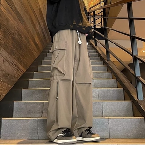 美式机能冲锋裤男秋季潮牌宽松阔腿工装裤子直筒休闲长裤 KM673图片