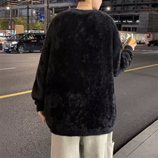 宽松慵懒风针织衫简约纯色圆领白色毛衣男韩版潮流，男装针织衫/毛衣，星座410-7