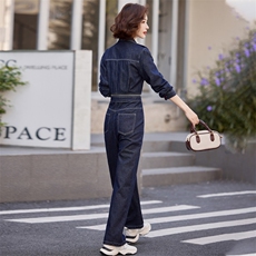 （现货）2026新款女春秋拉链肩章连身裤高端可拆卸工装牛仔连体裤，女装连体裤，印象茜