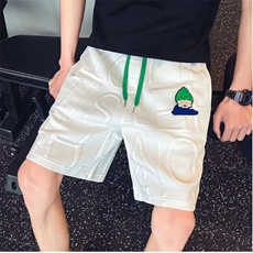 夏季直筒宽松腰宽松型高级感华夫格短裤潮牌五分休闲裤青少年常规，男装休闲裤，星座506A