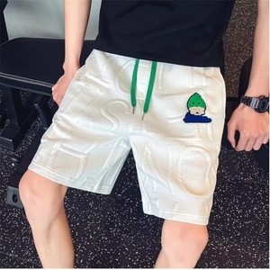 夏季直筒宽松腰宽松型高级感华夫格短裤潮牌五分休闲裤青少年常规图片