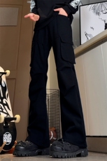 高品质B221美式ins高街宽松微喇水洗休闲裤LK24342-P65控88，男装休闲裤，电商B221