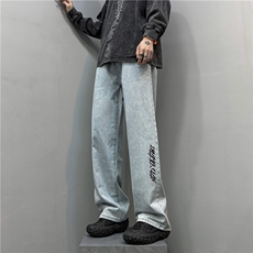 k1030-p45-控68M-5xl港风高阶黄泥黑暗宽松大码牛仔裤，男装牛仔裤，星座116