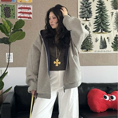 抖音得物高品质二开25秋冬美式重磅宽松结构双面连帽卫衣外套W68，男装卫衣，电商A486