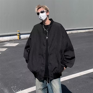 春秋季潮牌宽松褶皱情侣棒球服美式飞行员夹克男士外套 W7961-P70图片