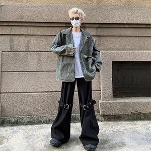 牛仔外套男秋冬季美式高街vibe宽松休闲水洗做旧潮牌痞帅西服夹克图片