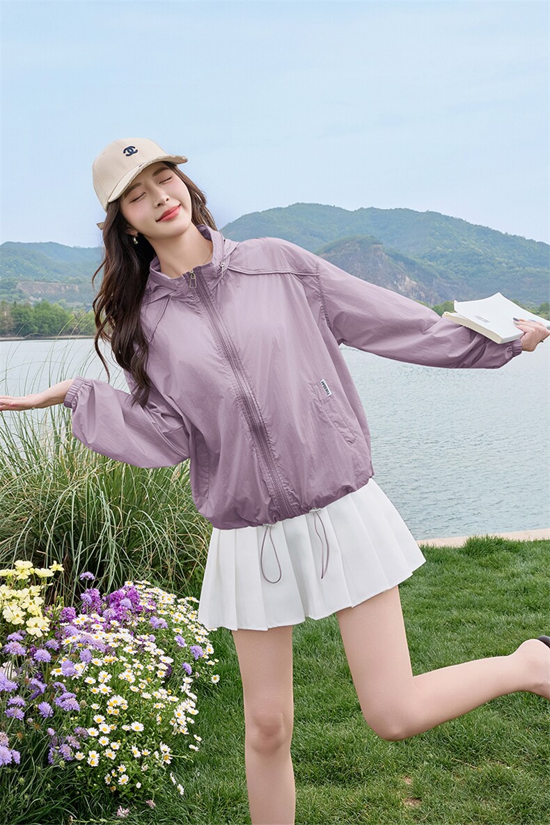 现货2025夏装新款连帽速干防晒衣,女装防晒衣,慕依路