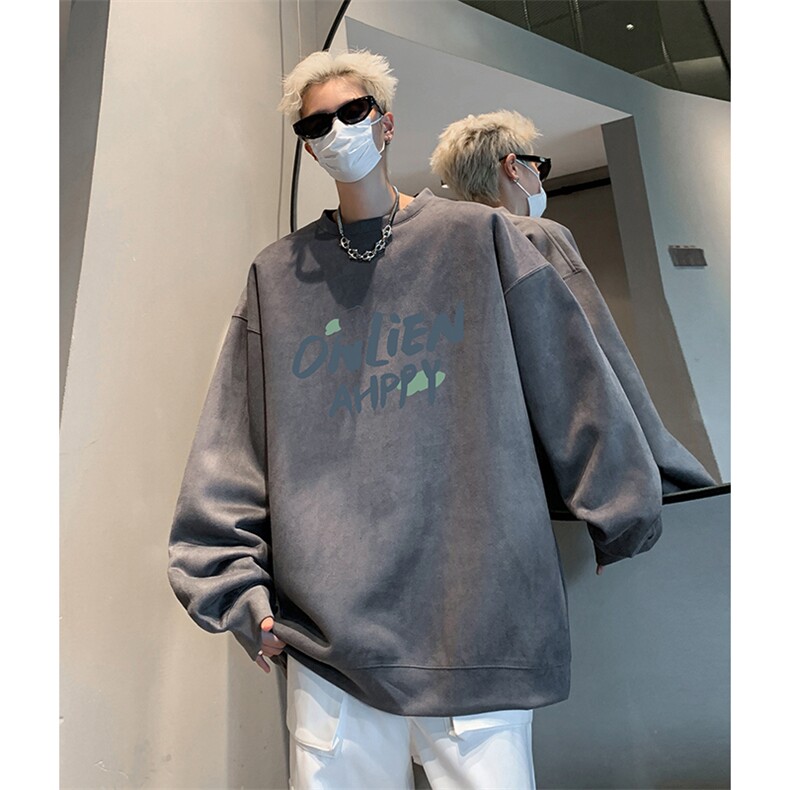抖音得物供货提供视频秋冬重磅美式麂皮绒圆领卫衣JY550,男装卫衣,电商A486