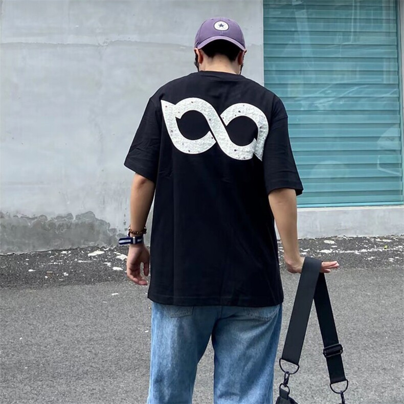 万针全刺绣工艺抖音得物高品质260克重磅纯棉双纱美式高街短袖T恤,男装T恤,电商A486