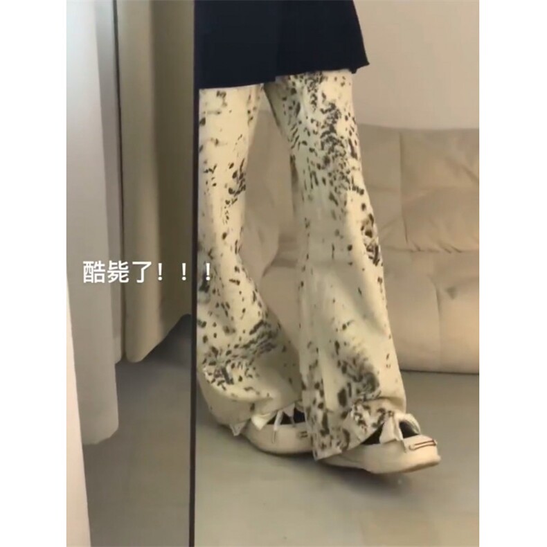 【网图有货】白色豹纹牛仔裤男女美式复古hiphop裤子BK01LL-特P52,男装牛仔裤,星座1007（原301D）