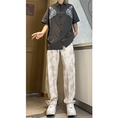 2025夏装飞鹰印花短袖衬衫男夏季宽松休闲半袖衬衣CS608-特P40，男装衬衫，电商A006
