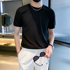 冰丝轻熟风夏季新ins潮流纯色针织衫男短袖T0542-P28，男装T恤，星座308B-2