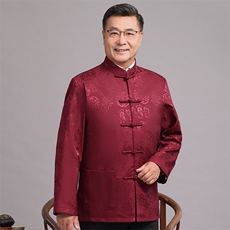2025常货中老年风唐装外套男春秋中式复古盘扣爸爸过生日外套，男装民族服装，钱塘723