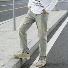 现货美式vibe风裤子ins高街潮痞帅弹力直筒牛仔裤男KN87P50，男装牛仔裤，电商D325