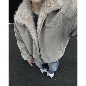 座山雕PU棉服皮外套男立领美式复古工装男装皮衣棉服 2308 P118图片