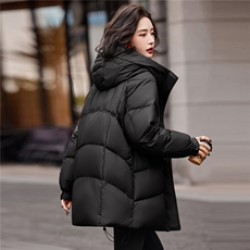 连帽羽绒服女冬季中长款高级感超好看时尚宽松加厚保暖面包服外套，女装羽绒服，靓衣阁