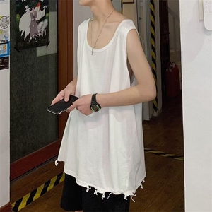 2025撕边坎肩背心休闲无袖汗衫t恤无袖短袖档口现货 T204-P22图片