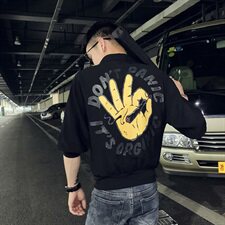 CS26P48黑色2021夏装精神小伙印花七分袖男装修身衬衫，男装衬衫，星座102A（原电商D309-1）