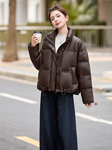pu皮短款羽绒服女冬季2025新款小个子今年流行款加厚保暖外套立领图片