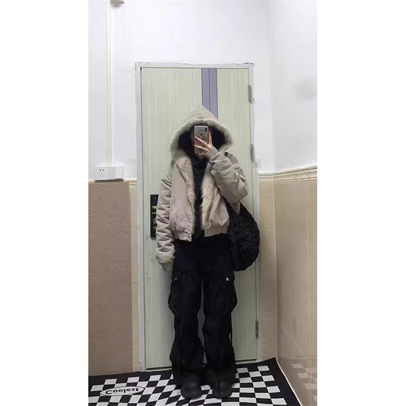 现货高品质美式高街冬季重磅硬挺短款座山雕毛领棉衣男女加厚外套,男装棉衣,电商A486